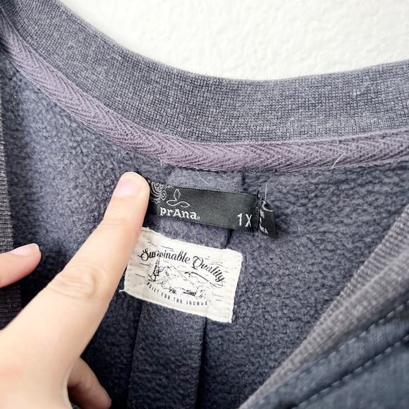 [PrAna] Cozy Up Nautical Blue Camouflage Oversized Crew Neck Sweatshirt Size 1X - Picture 10 of 10